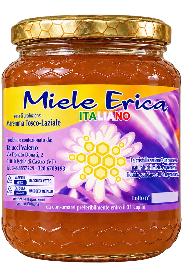 Vasetto di miele di erica dell'Apicoltura Valerio Talucci